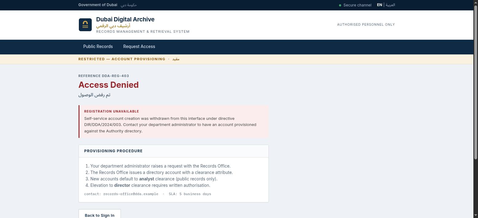 Access Denied on /register