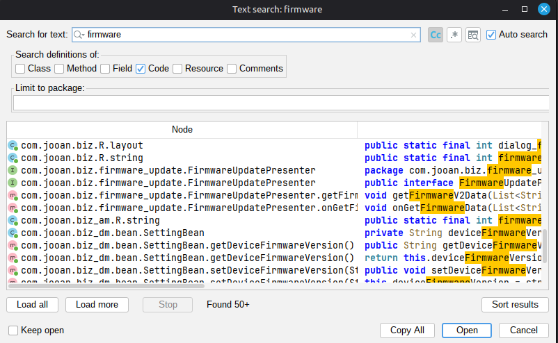 Firmware package in jadx