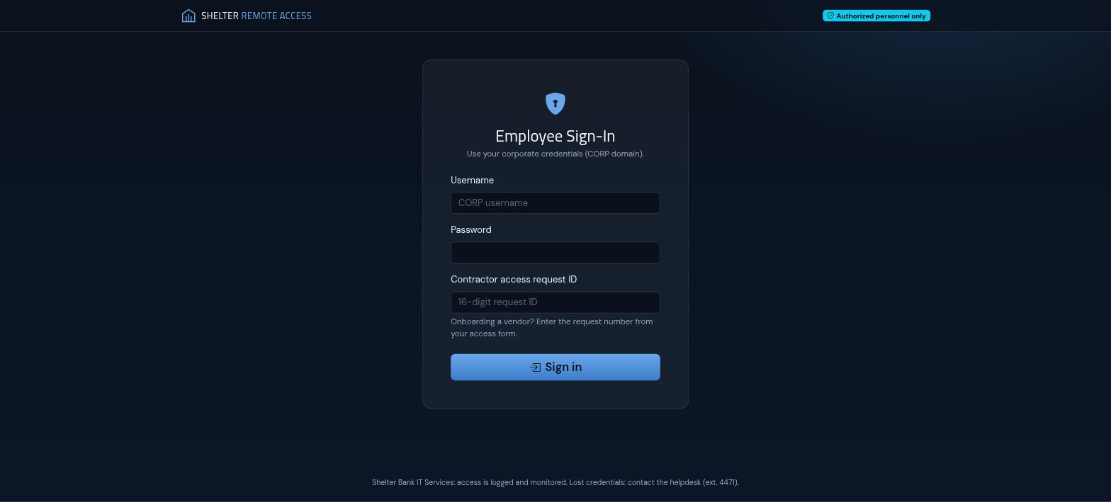 Employee remote access portal